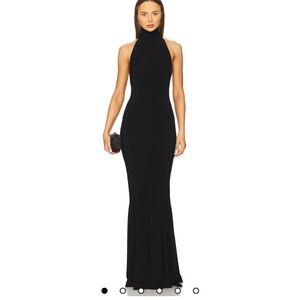 Norma Kamali Black Halter Fishtail Gown